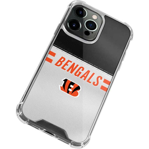 NFL Cincinnati Bengals White Striped iPhone 15 Pro Clear Case